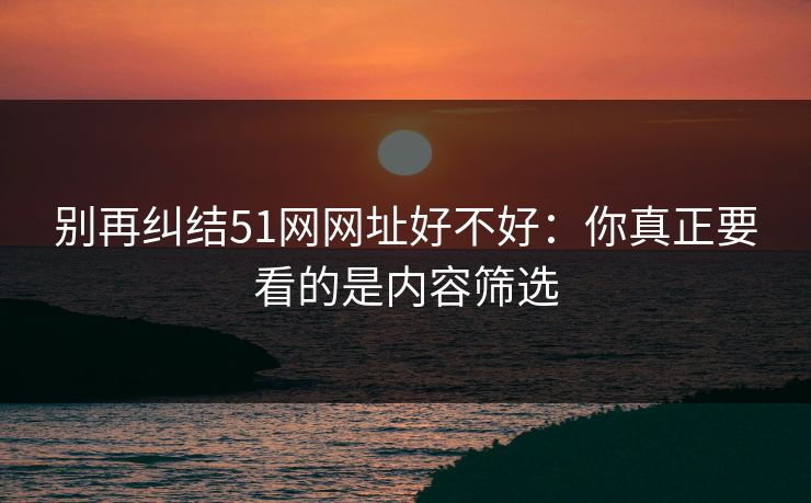 别再纠结51网网址好不好：你真正要看的是内容筛选  第1张